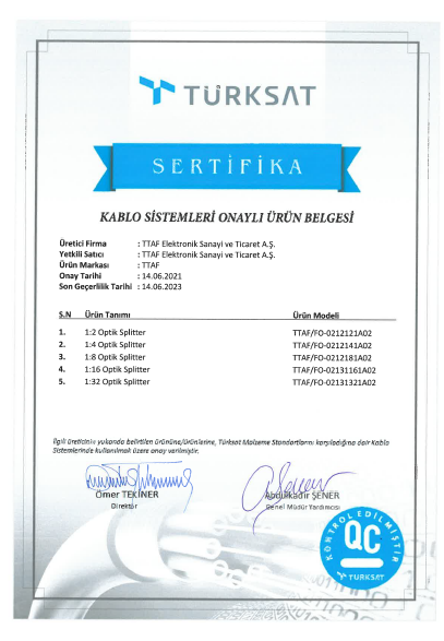 Product Certificates TTAF Fiber Optic